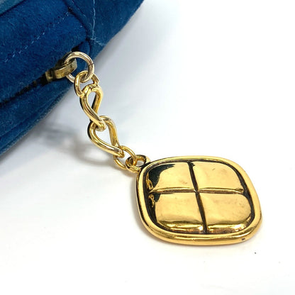 Chanel Handbag Suede Blue Coco Mark Cc Matrasse Chain Women