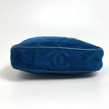 Chanel Handbag Suede Blue Coco Mark Cc Matrasse Chain Women