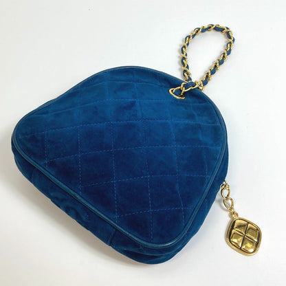 Chanel Handbag Suede Blue Coco Mark Cc Matrasse Chain Women