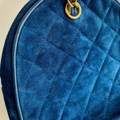 Chanel Handbag Suede Blue Coco Mark Cc Matrasse Chain Women