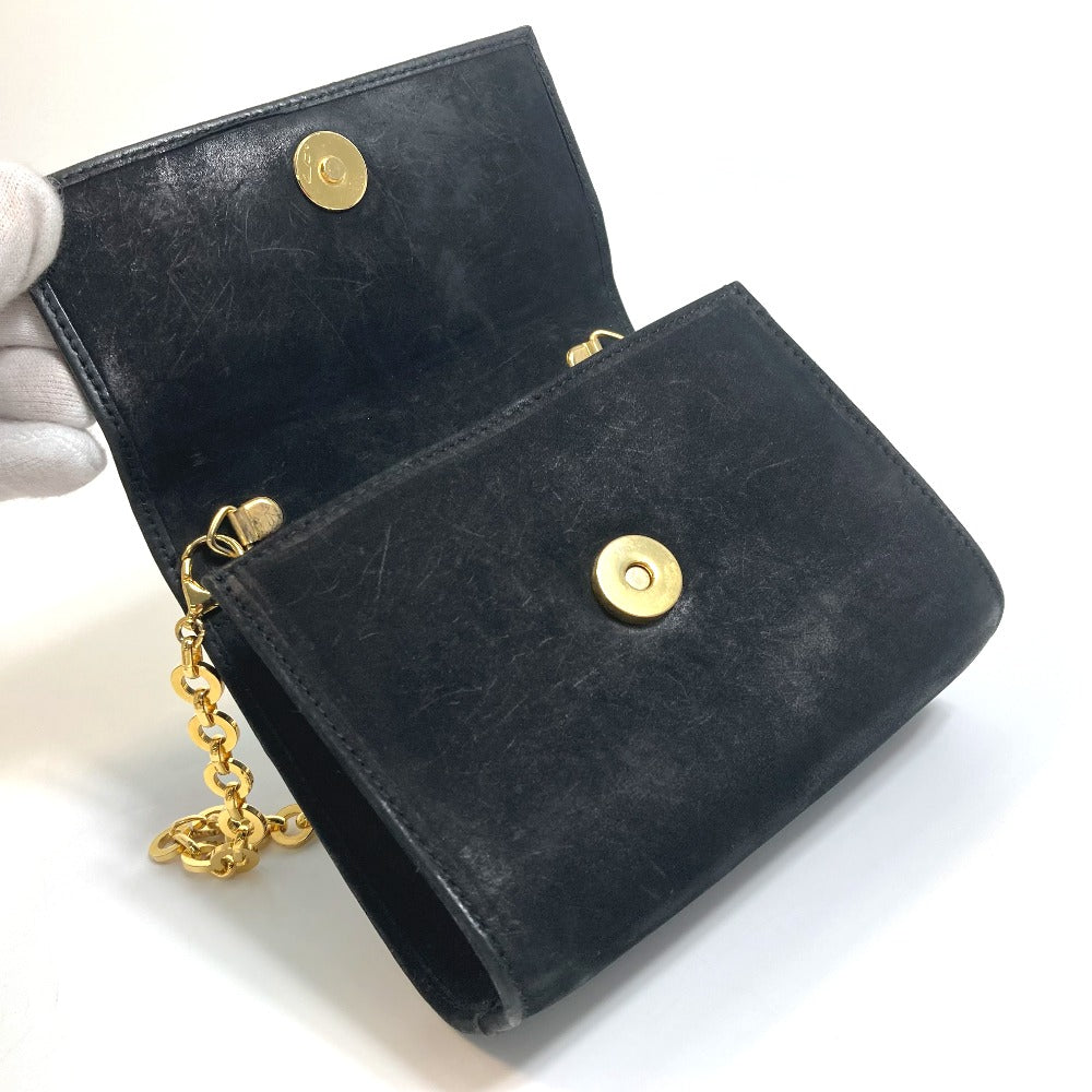 Salvatore Ferragamo Shoulder Bag Aq213202 Suede Black Vala Ribbon Women