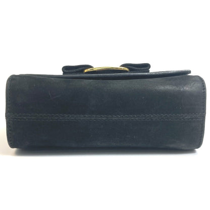 Salvatore Ferragamo Shoulder Bag Aq213202 Suede Black Vala Ribbon Women