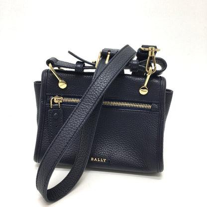 Bally Shoulder Bag Leather Navy Logo Women