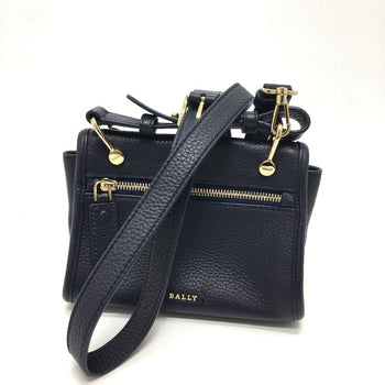 Bally Shoulder Bag Leather Navy Logo Women