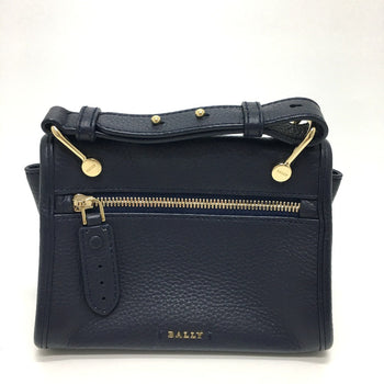 Bally Shoulder Bag Leather Navy Logo Women