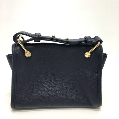 Bally Shoulder Bag Leather Navy Logo Women