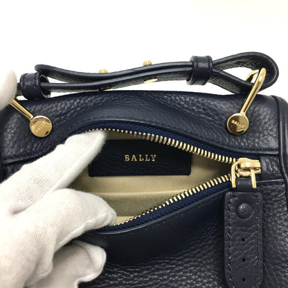 Bally Shoulder Bag Leather Navy Logo Women
