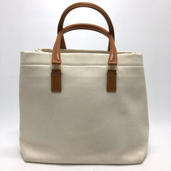 Celine Tote Bag Canvas / Leather White Logo Tote Bag Women