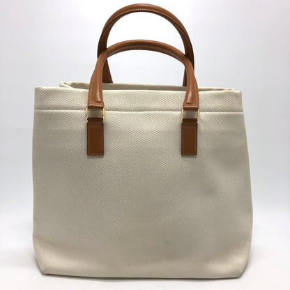 Celine Tote Bag Canvas / Leather White Logo Tote Bag Women