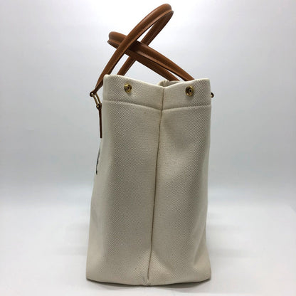 Celine Tote Bag Canvas / Leather White Logo Tote Bag Women