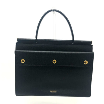 Burberry Handbag Leather Black Square Type Handbag Unisex(Unisex)