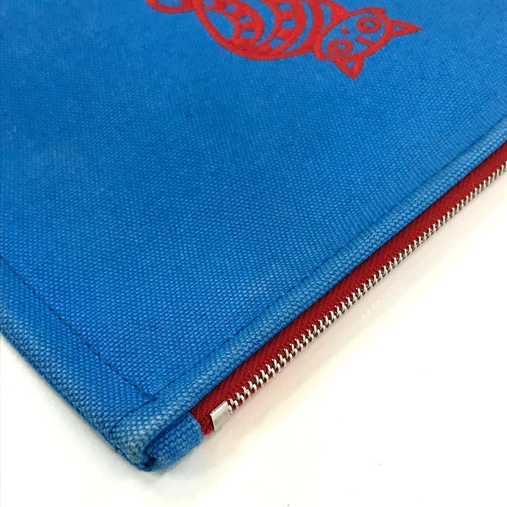 Hermes Pouch Canvas Blue X Red The King Of Cats Mitsou Mitsu Cat Pouch Women