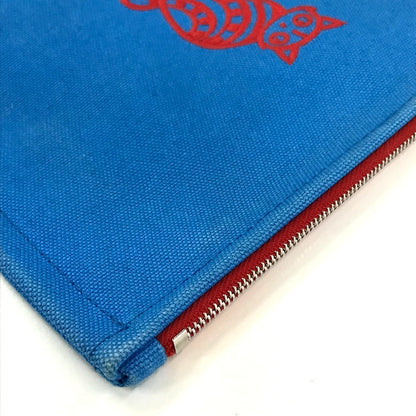 Hermes Pouch Canvas Blue X Red The King Of Cats Mitsou Mitsu Cat Pouch Women