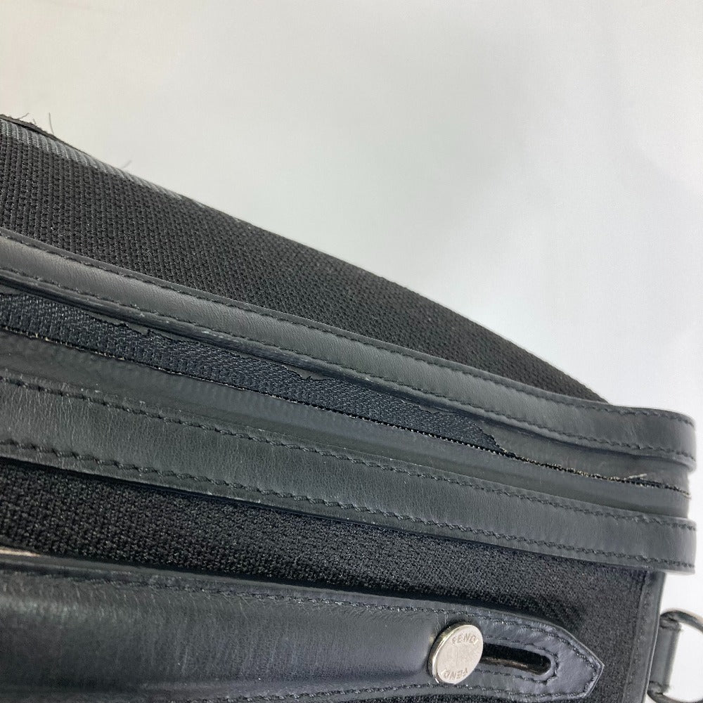 Fendi Business Bag 7Va400 Canvas / Leather Black Grey Logo Mesh Bicolor