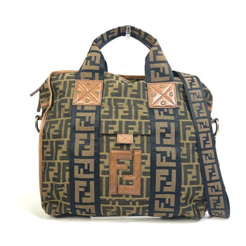 Fendi Tote Bag 7Va158 Leather / Canvas Brown Zucca Ff Pattern Handbag 2Way Bag Shoulder Bag Women