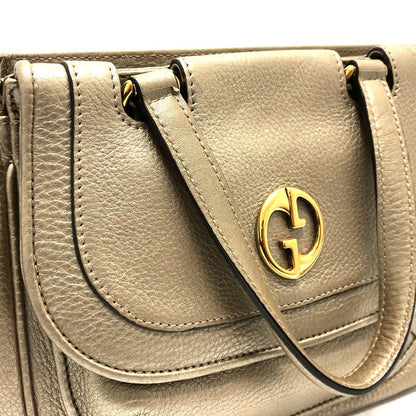 Gucci Handbag 282481 Leather Gold Gg Double G Detail Women