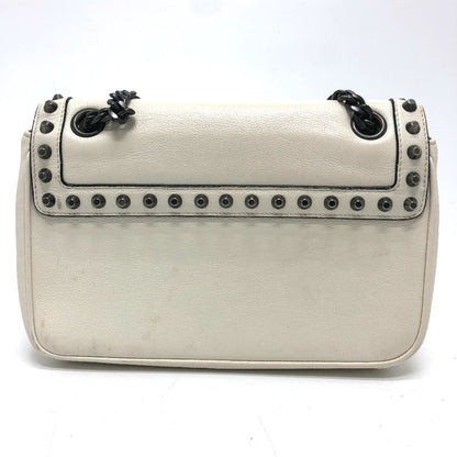 Prada Shoulder Bag 1Bd147 Leather White Logo Studs Chainshoulder Women