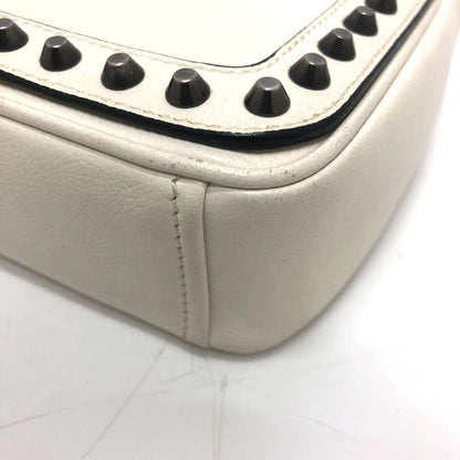 Prada Shoulder Bag 1Bd147 Leather White Logo Studs Chainshoulder Women