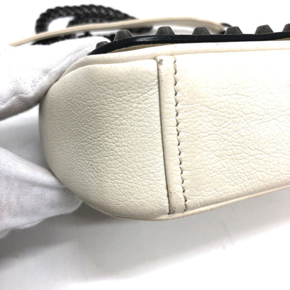 Prada Shoulder Bag 1Bd147 Leather White Logo Studs Chainshoulder Women