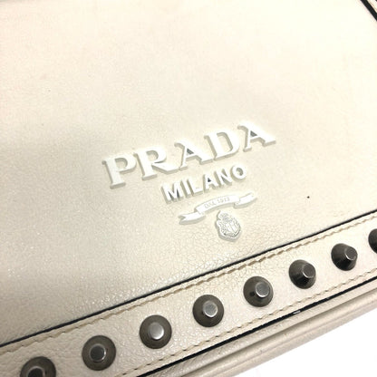 Prada Shoulder Bag 1Bd147 Leather White Logo Studs Chainshoulder Women