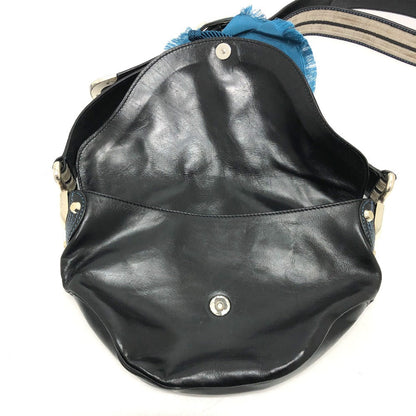 Celine Shoulder Bag 115/130 Leather Black Ribbon Crossbody Women