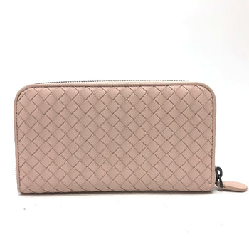 Bottegaveneta Long Wallet Purse 114076 Leather Pink Intrecciato Zip Around Women