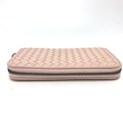 Bottegaveneta Long Wallet Purse 114076 Leather Pink Intrecciato Zip Around Women