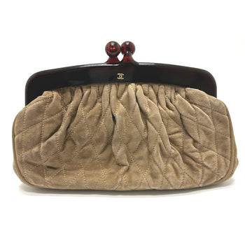 Chanel Pouch Suede Brown Cc Coco Mark Gamaguchi Women
