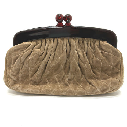 Chanel Pouch Suede Brown Cc Coco Mark Gamaguchi Women