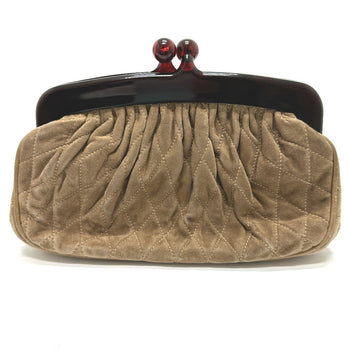 Chanel Pouch Suede Brown Cc Coco Mark Gamaguchi Women