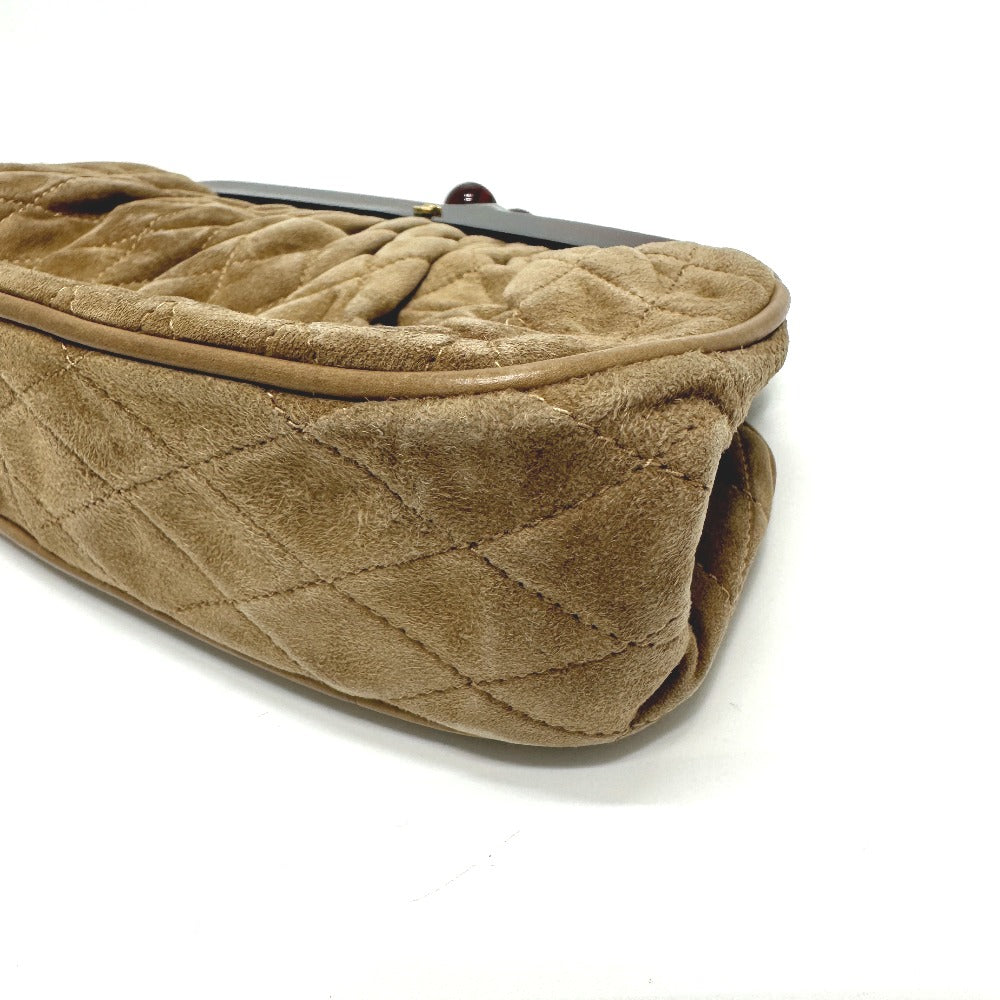 Chanel Pouch Suede Brown Cc Coco Mark Gamaguchi Women