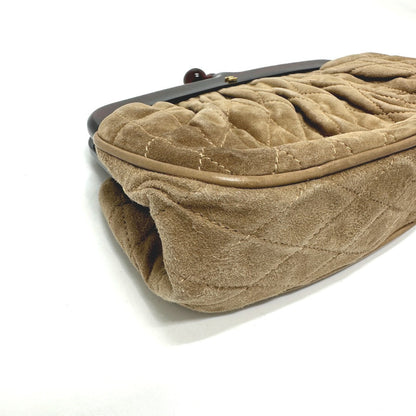 Chanel Pouch Suede Brown Cc Coco Mark Gamaguchi Women