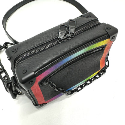 Louis Vuitton Shoulder Bag M30351 Taiga Leather Black Taiga Mini Soft Trunk Mens