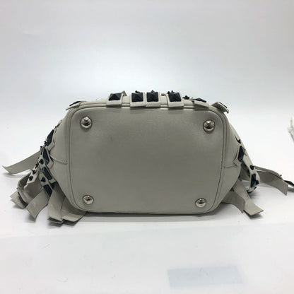 Prada Handbag B2466S Leather White Fringe Women