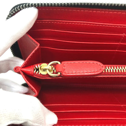 Christian Louboutin Long Wallet Purse Leather Black Panettone Spike Studs Mens