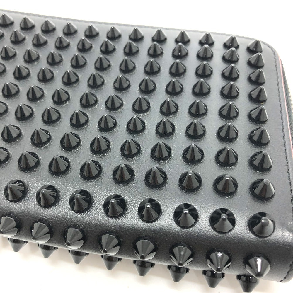 Christian Louboutin Long Wallet Purse Leather Black Panettone Spike Studs Mens