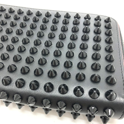 Christian Louboutin Long Wallet Purse Leather Black Panettone Spike Studs Mens