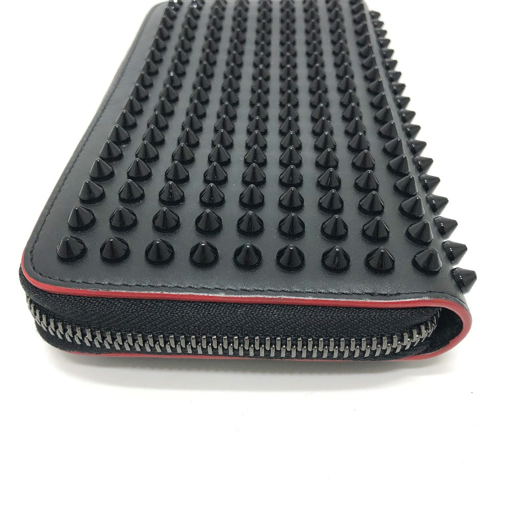 Christian Louboutin Long Wallet Purse Leather Black Panettone Spike Studs Mens