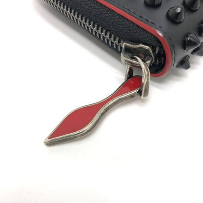 Christian Louboutin Long Wallet Purse Leather Black Panettone Spike Studs Mens