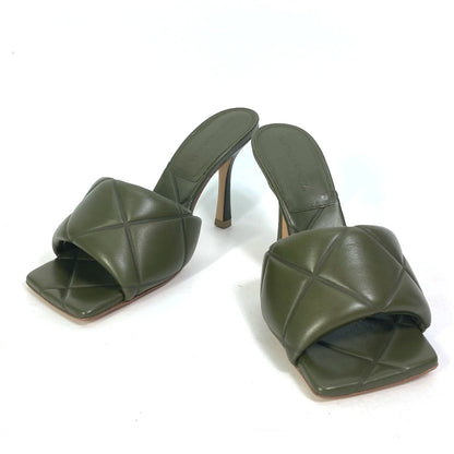 Bottegaveneta Sandals 639943 Leather Khaki Rubber Lido Mules Women 37