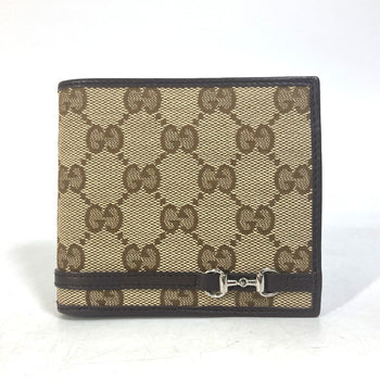 Gucci Folded Wallet 245773 Gg Canvas Beige Gg Horsebit Women