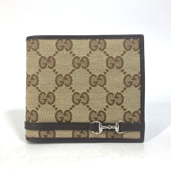 Gucci Folded Wallet 245773 Gg Canvas Beige Gg Horsebit Women