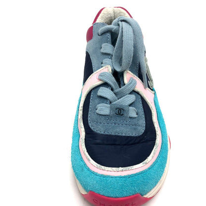 Chanel Sneakers G34360 Suede Navy Cc Coco Mark Low Cut Women 36