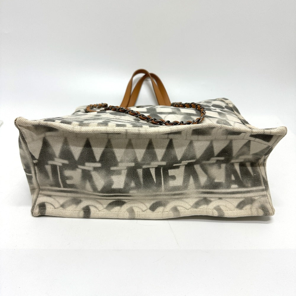 Chanel Shoulder Bag Canvas / Leather Beige Cc Coco Mark Icon Shopping Tote Women