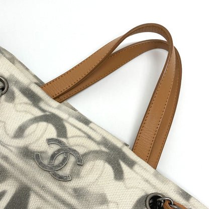 Chanel Shoulder Bag Canvas / Leather Beige Cc Coco Mark Icon Shopping Tote Women