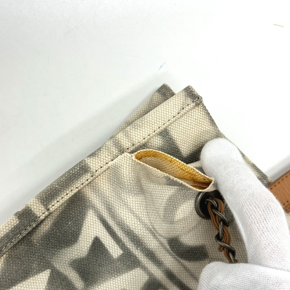 Chanel Shoulder Bag Canvas / Leather Beige Cc Coco Mark Icon Shopping Tote Women