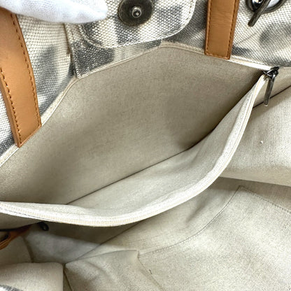 Chanel Shoulder Bag Canvas / Leather Beige Cc Coco Mark Icon Shopping Tote Women