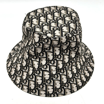 Dior Hat Nylon Gray X Black Trotter Bucket Hat Bob Hat Women Size Unknown