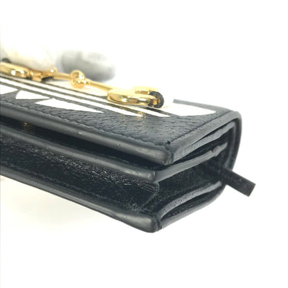 Gucci Folded Wallet 702248 Leather Black Logo Adidas Collaboration Shoulder Wallet Women