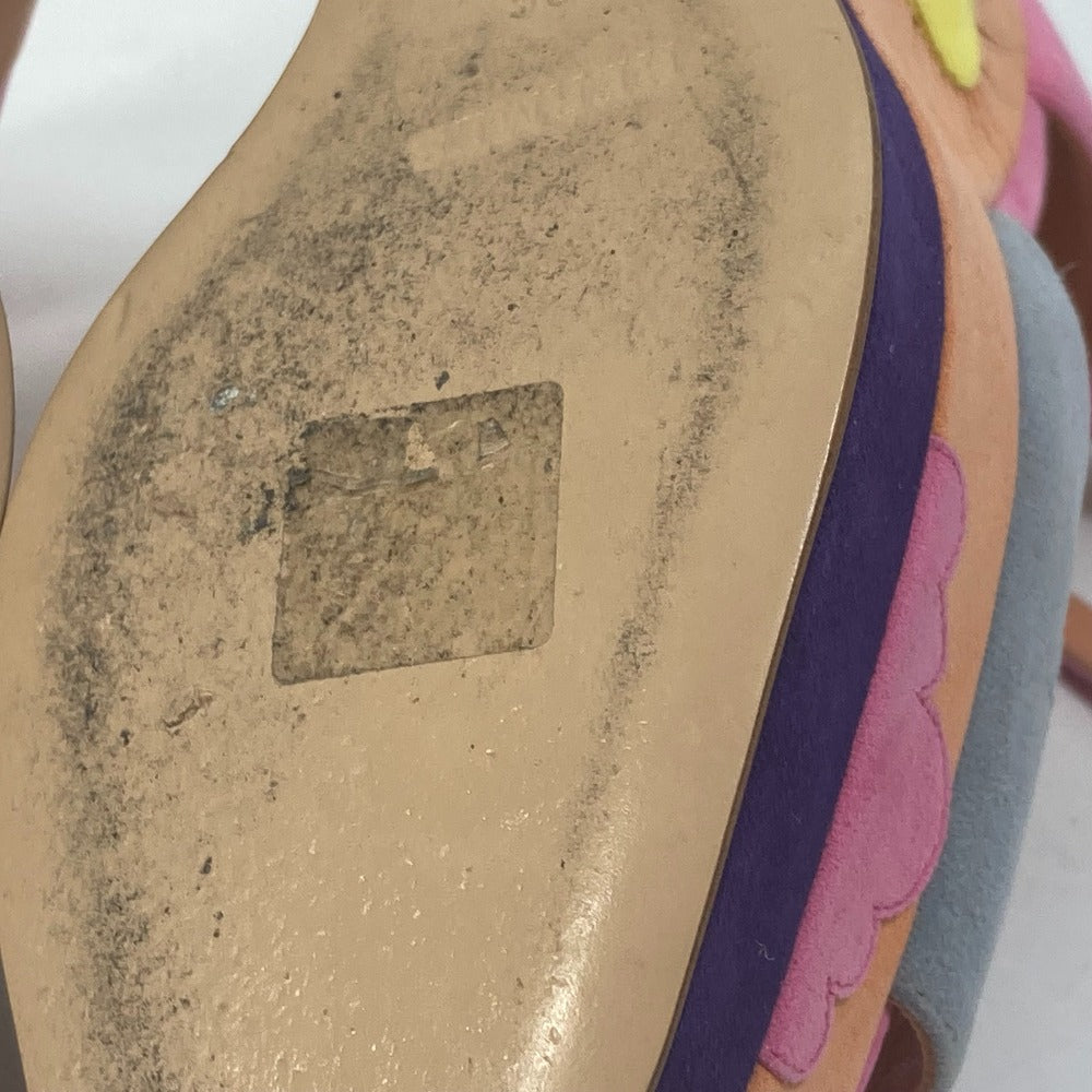 Hermes Sandals Suede Multicolor Shoes Heel Wedge Sole Moon Star Moon Star Women 36